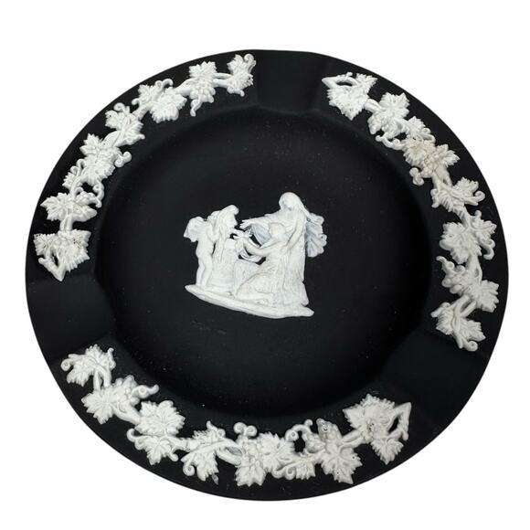 Vintage Wedgwood Jasperware Black Blue Ashtray Trinket Dish Aurora Saint Lot 2 - Picture 3 of 7